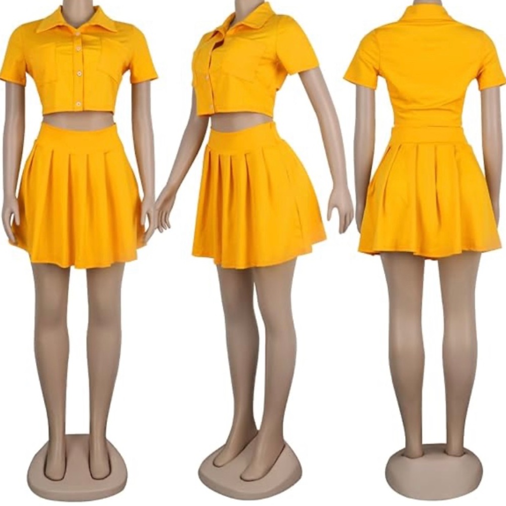 Yellow Two piece skirt set
